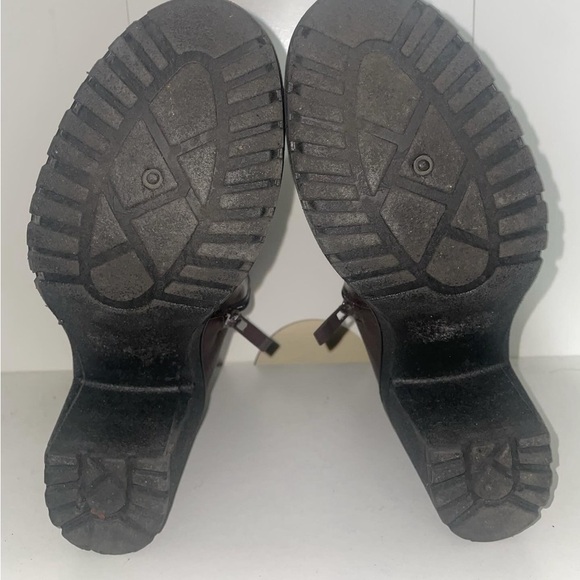 Chunky Leather boots faux leather boots maroon boots lug sole y2k ankle boot - Picture 5 of 7